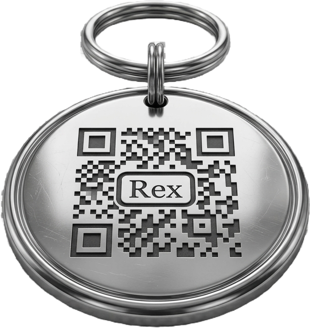 Gravierte Hundemarke mit QR-Code